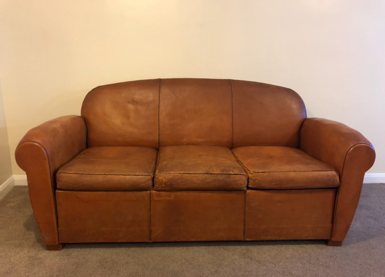 French Tan Leather Sofa Bed Vinterior