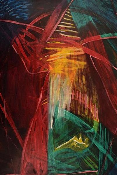 Ivy Lysdal, Gouache On Cardboard, Abstract Modernist Painting photo furniture