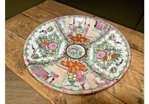 Antique Vtg Chinese Ceramic Oriental Famille Rose Charger Large Dish Bowl Plate