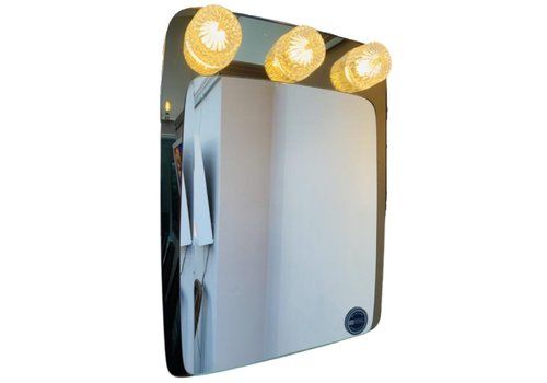 1980s Vintage German Bathroom Clear And Bronzed Glass Mirror By T&L Royal