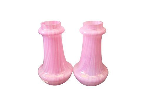 Pair Of Pink Swirling Art Nouveau Bohemian Vases (Missing Silver Collars)