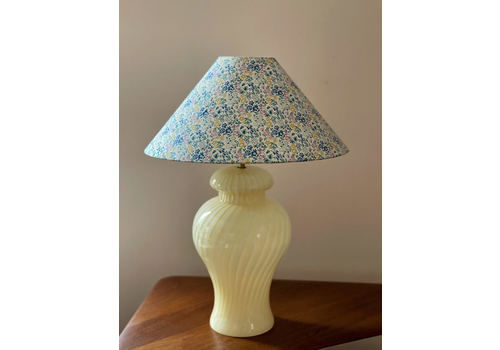 Large Murano Glass Yellow Swirl Table Lamp 1960s