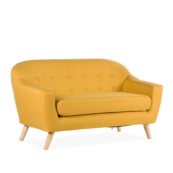 1950 S Cocktail 2 Seater Retro Sofa Mustard Yellow Wooden Legs