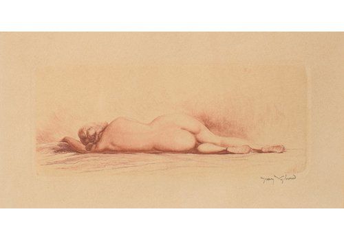 Jean Auguste Vyboud   Framed Nude Etching
