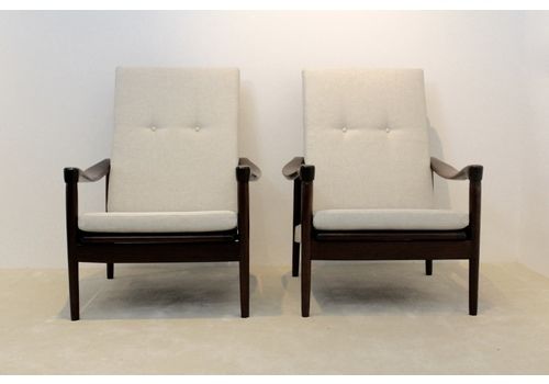 Mid Century Teak High Back Easy Chairs From De Ster Gelderland