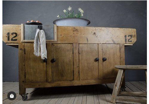 Industrial Workbench Kitchen Island   Upcycled   On Wheels