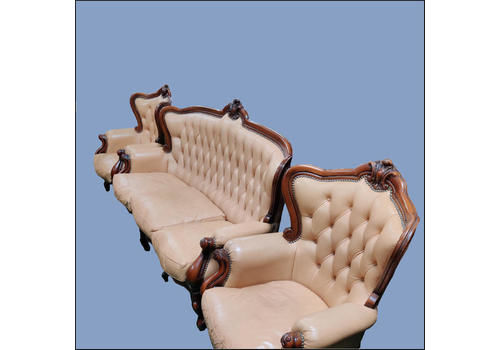 Victorian Style Leather Suite, 1800s