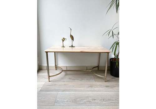 Neoclassical Style Marble Coffee Table ~ Pink Marble From Portugal ~ Marble And Brass Table ~ Rectangular Table ã Vintage Decoration
