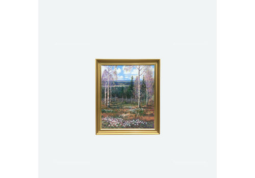 Vintage Oil On Canvas Forest Landscape Painting, Signed By Artist Circa 1960s