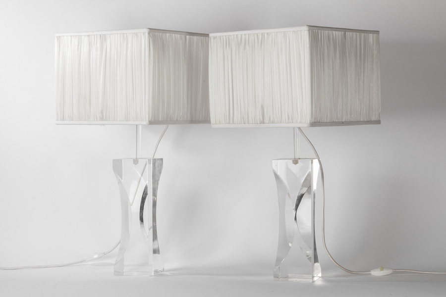 Pair Of Rectangular Lucite Lamps 1970s photo furniture