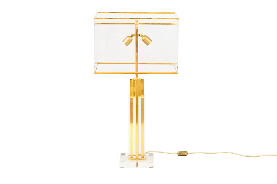 Romeo Rega Lucite And Gilded Brass Lamp 1970s photo furniture