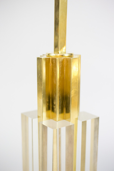 Romeo Rega Lucite And Gilded Brass Lamp 1970s photo 2506.0