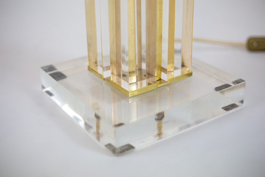 Romeo Rega Lucite And Gilded Brass Lamp 1970s photo vinterior