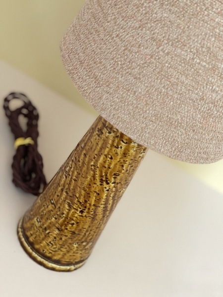 Gunnar Nylund Chamotte Lamp In Mustard By Rörstrand. 1940s. photo furniture