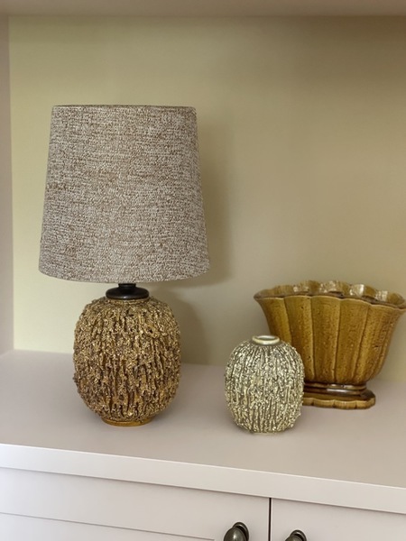 Gunnar Nylund Stoneware "Chamotte" Table Lamp Mustard For Rörstrand photo furniture