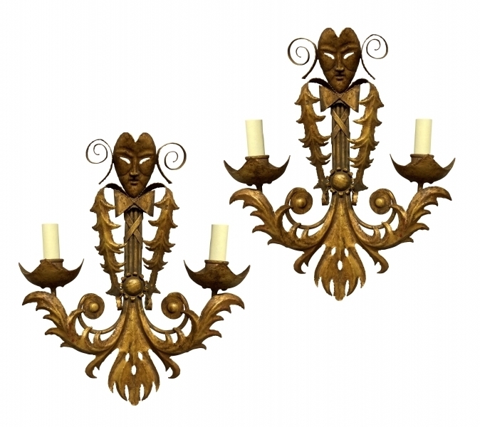 A Pair Of Gilt Metal Wall Lights Vinterior