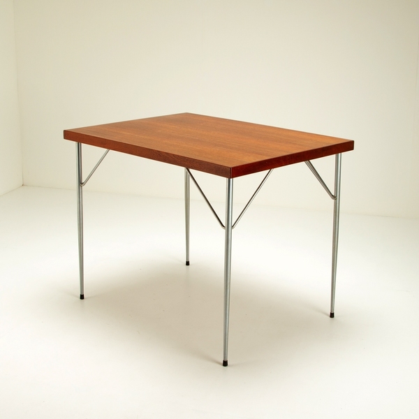 Teak And Chrome Desk After Arne Jacobsen, Denmark, 1950s photo vinterior