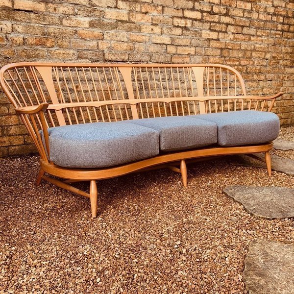 Ercol 501 Windsor Couch Double Bow Bergere Settee 3 Seat Sofa Kidney
