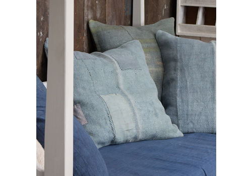 Hand Dyed Antique Tapis Cushion Cover Denim