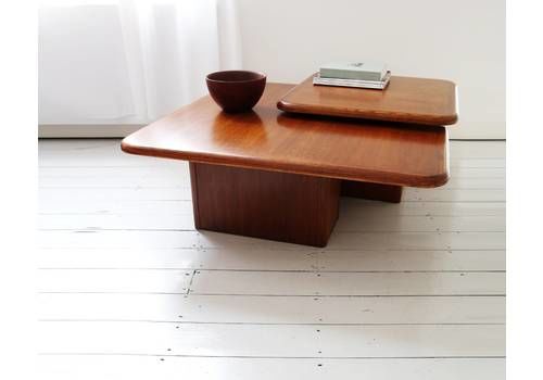 Mid Century Teak Layered Double Coffee Table