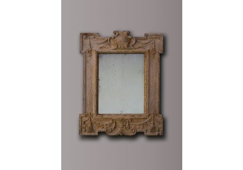 Carved Bleached Oak Mirror, 1800s