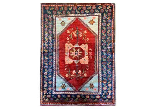Antique Rugs Armenian Carpet, Handwoven Blue Red Caucasian Wool Area Rug