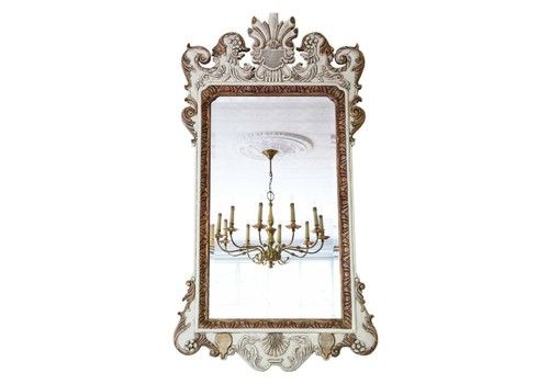 Large Ovemantle Wall Mirror White And Gilt Frame Early 20th Century