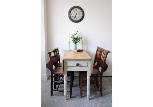 Set Of Four Original English Oak Chapel Chairs With Hymn Book Holders