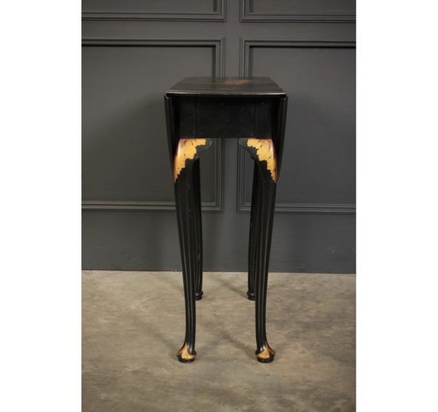 Black Japanned Chinoiserie Lacquered Drop Leaf Table photo 800.28