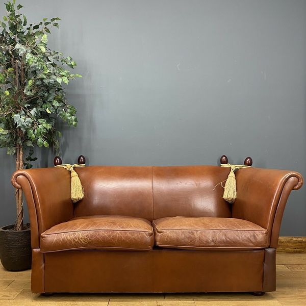 Laura Ashley Langham Knole Leather Sofa / Aniline Leather Sofa / Drop