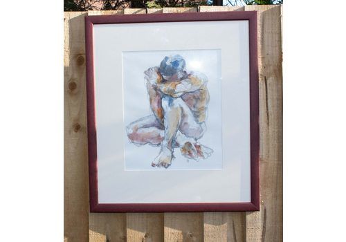 Lovely Watercolour Of Seated Nude Male By Tid