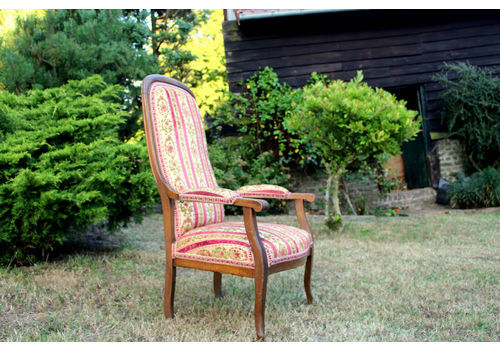 19th C. French Antique High Back Walnut Regence Style Fauteuils Chair