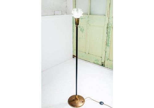 Stylish 1920s Art Deco Brass With Black Enamel Finish Floor Lamp | Standard Lamp