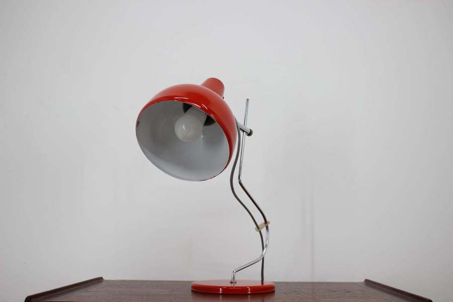 1970s Josef Hurka Red Table Lamp For Lidokov, Czechoslovakia photo furniture