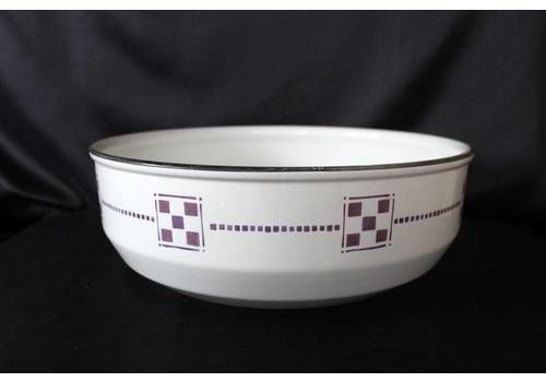 Large Vintage Art Deco Ceramic Bowl, Wash Basin, Fruit Bowl, Planter Nimy Belgium, Purple Motifs, Garden Kitchen Decor