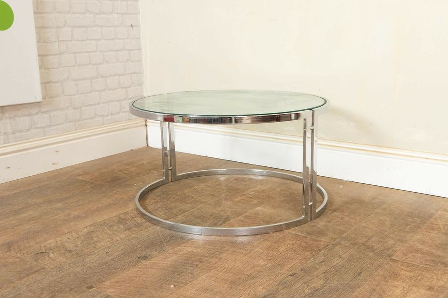 Vintage Retro Chrome And Glass Coffee Table Vinterior