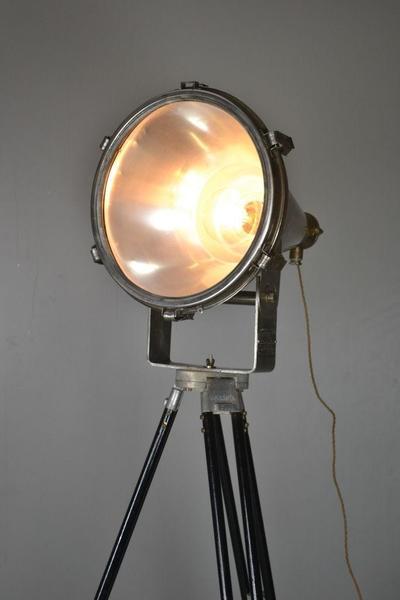 Aluminium Mercury Ships Flood Lamp On Tripod Stand photo furniture