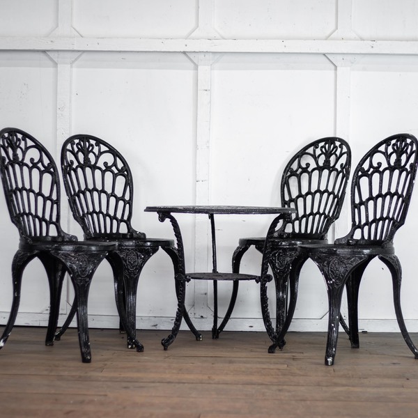 Black Cast Iron Garden Set Vinterior