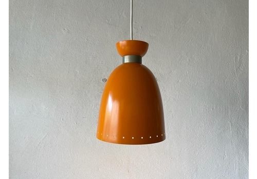 Mid Century Orange Metal Pendant Lamp By Hillebrand, 1950s, Germany