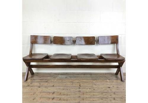 Antique Victorian Elm Four Seater Bench