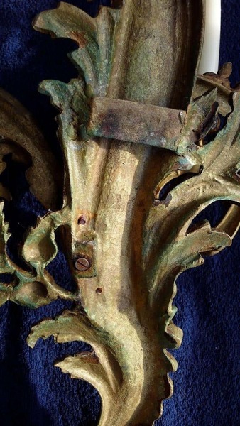Pair Of Gilded Bronze Louis XV Three Light Sconces photo for sale