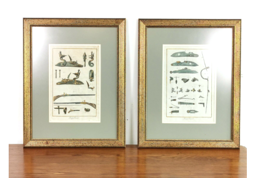 Two 19th Century Antique 'Arquebusier' Gun Rifle Decorative Lithographs