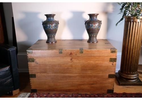 Early 20th Century Brass Bound Pine Trunk