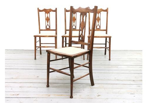 Early 20th Century Edwardian Solid Beech And Elm Dining Chairs