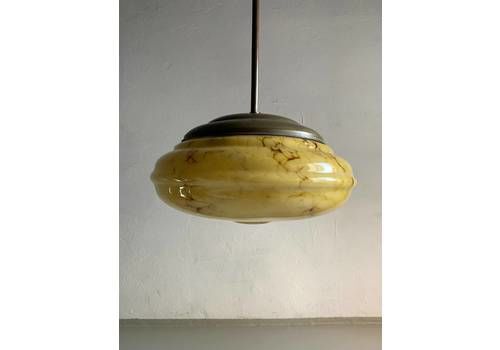 Art Deco Yellow Marbled Opaline Glass Pendant/Germany/1930s