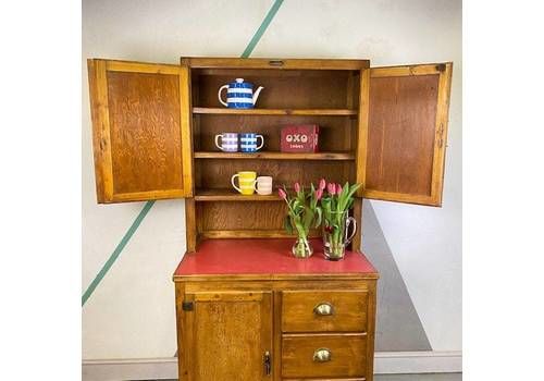 Mid Century Red Kitchen Larder Storage Vintage Cupboard