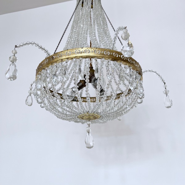 1920s French Crystal Beaded Tent And Bag Balloon Chandelier photo 1595.0