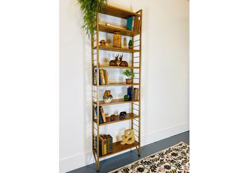 Stunning Ladderax Modular Bookcase Vintage Retro Brass Office Staples Bookshelf