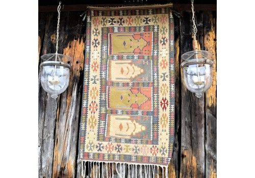 Antique Vintage Aztec Afghan Geometric Old Wool Kilim Floor Rug Carpet
