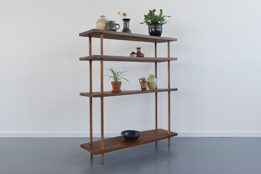 Vintage Wooden Teak Free Standing Shelving Unit / Room Divider Vinterior